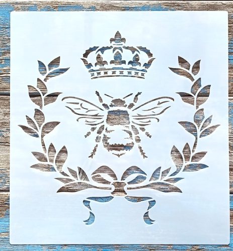 Méhes koronás műanyag fal sablon 30x30 cm-es DIY stencil falra, bútorra