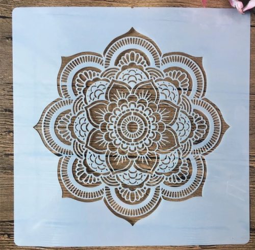 Mandala mintás műanyag sablon 30x30 cm-es DIY festő stencil