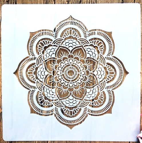 Mandala mintás műanyag sablon 30x30 cm-es DIY festő stencil