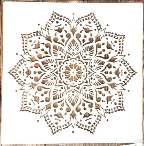 Mandala mintás festő sablon 30x30 cm-es műanyag DIY stencil falra, bútorra