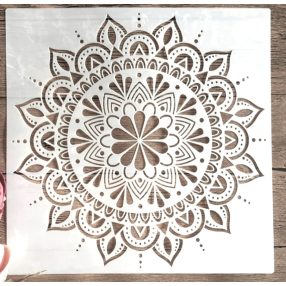   Mandala mintás 30x30 cm-es műanyag sablon DIY stencil falra,  bútorra