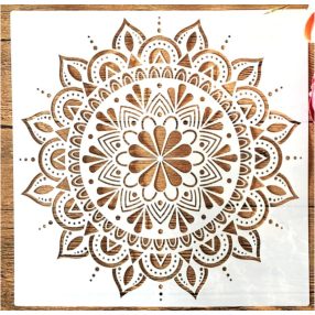   Mandala mintás 30x30 cm-es műanyag sablon DIY stencil falra,  bútorra