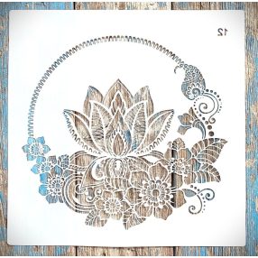 Lótusz virágos műanyag sablon 30x30 cm-es  DIY stencil