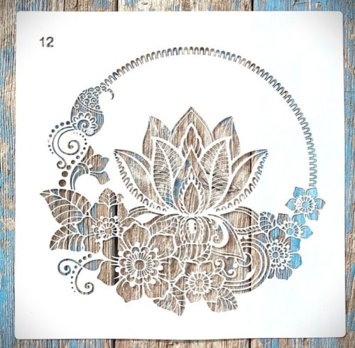 Lótusz virágos műanyag sablon 30x30 cm-es  DIY stencil
