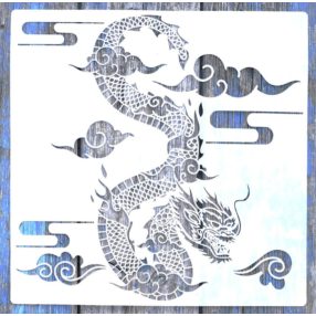  Kínai sárkány mintás festő sablon 30x30 cm-es DIY műanyag stencil 