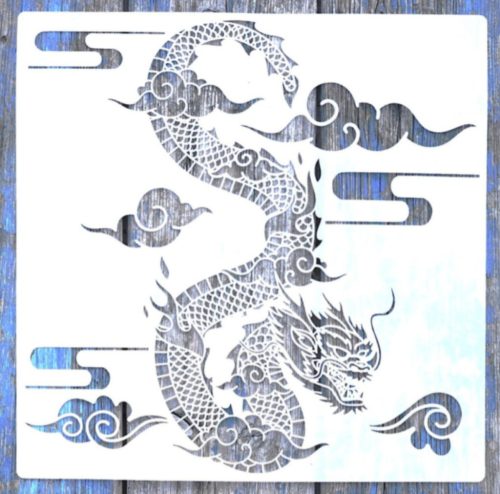 Kínai sárkány mintás festő sablon 30x30 cm-es DIY műanyag stencil 