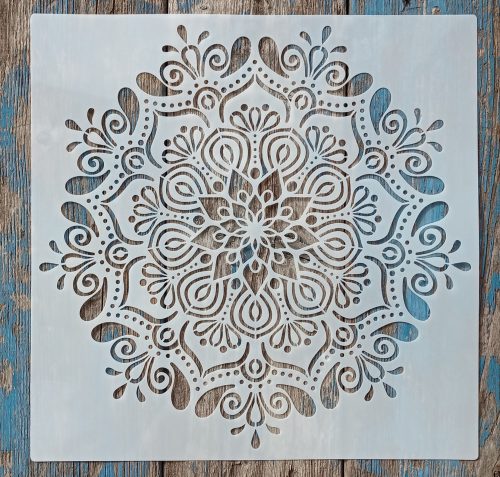 Mandala mintás műanyag  festő sablon 30x30 cm-es DIY stencil falra, bútorra