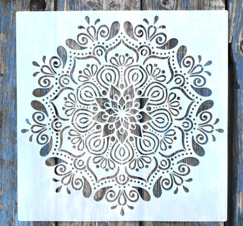 Mandala mintás műanyag  festő sablon 30x30 cm-es DIY stencil falra, bútorra