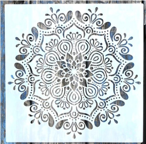 Mandala mintás műanyag  festő sablon 30x30 cm-es DIY stencil falra, bútorra