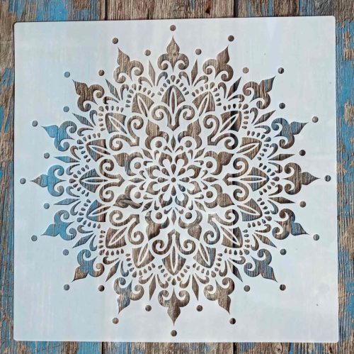 Mandala mintás műanyag DIY sablon 30x30 cm-es festő stencil falra, bútorra