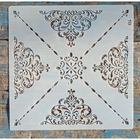   Barokk mintás műanyag  sablon 30x30 cm-es DIY festő  stencil 