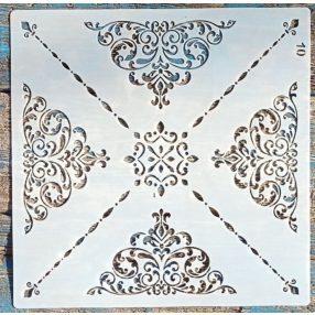   Barokk mintás műanyag  sablon 30x30 cm-es DIY festő  stencil 
