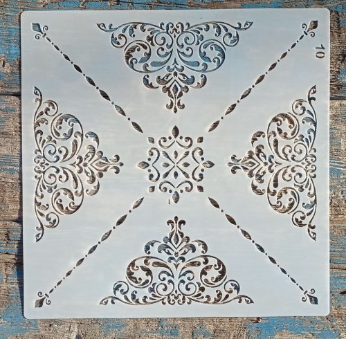 Barokk mintás műanyag  sablon 30x30 cm-es DIY festő  stencil 