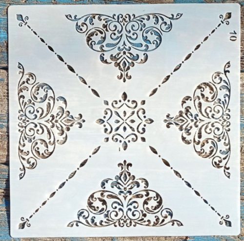 Barokk mintás műanyag  sablon 30x30 cm-es DIY festő  stencil 