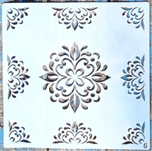 Barokk mintás műanyag festő sablon  30x30 cm-es DIY stencil falra, bútorra