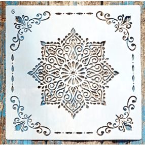   Mandala mintás  csempe sablon sarok mintával 30x30 cm-es DIY műanyag stencil falra, bútorra