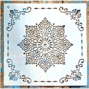   Mandala mintás  csempe sablon sarok mintával 30x30 cm-es DIY műanyag stencil falra, bútorra