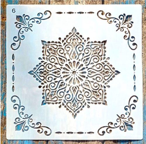 Mandala mintás  csempe sablon sarok mintával 30x30 cm-es DIY műanyag stencil falra, bútorra
