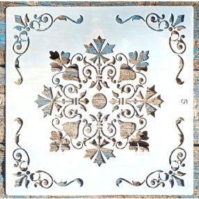   csempe mintás DIY stencil sarok mintával 30x30 cm-es műanyag sablon falra, bútorra