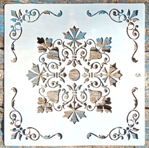 csempe mintás DIY stencil sarok mintával 30x30 cm-es műanyag sablon falra, bútorra