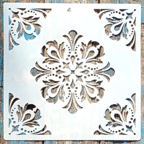   csempe  mintás műanyag sablon  sarok mintával DIY stencil , 30x30 cm-es 