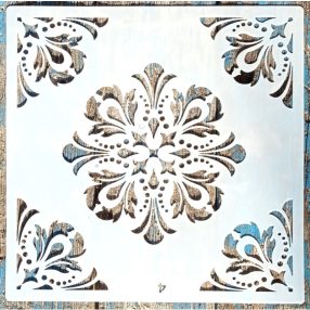   csempe  mintás műanyag sablon  sarok mintával DIY stencil , 30x30 cm-es 