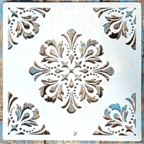 csempe  mintás műanyag sablon  sarok mintával DIY stencil , 30x30 cm-es 