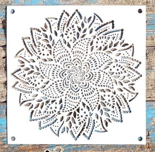 Csipke Mandala mintás  műanyag festő sablon 30x30 cm-es DIY stencil