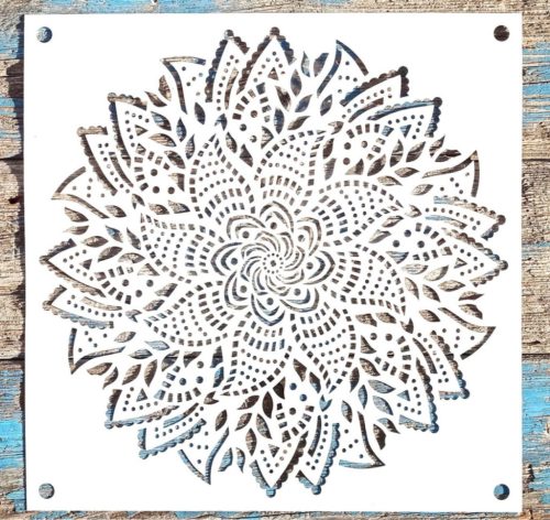 Csipke Mandala mintás  műanyag festő sablon 30x30 cm-es DIY stencil