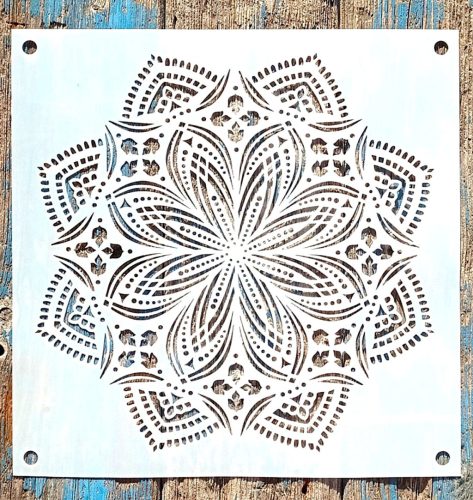 Csipke Mandala mintás  műanyag sablon 30x30 cm-es festő DIY stencil 