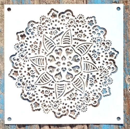 Csipke Mandala mintás festő sablon 30x30 cm-es DIY  műanyag stencil 