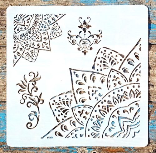 Sarok mandala mintás DIY sablon  30x30 cm-es műanyag stencil