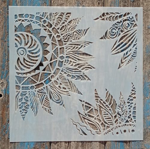 Sarok mandala mintás   műanyag sablon  2, 30x30 cm-es DIY stencil