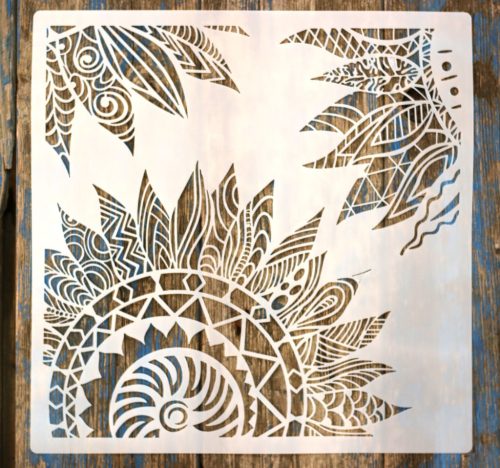 Sarok mandala mintás   műanyag sablon  2, 30x30 cm-es DIY stencil