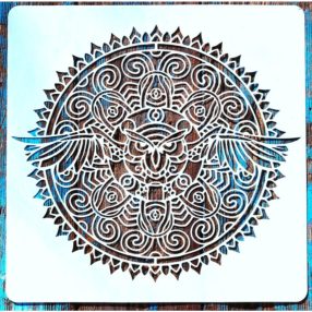 Mandala Bagoly sablon  stencil, 30x30 cm-es DIY stencil