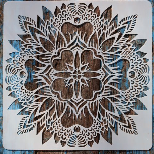 Mandala virág rétegző sablon  30x30 cm-es DIY festő stencil