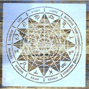    csillagjegy asztrológia mintás Mandala sablon  stencil, 30x30 cm-es 