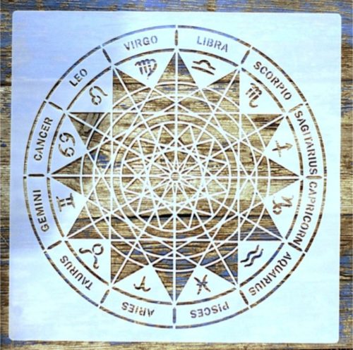  csillagjegy asztrológia mintás Mandala sablon  stencil, 30x30 cm-es 