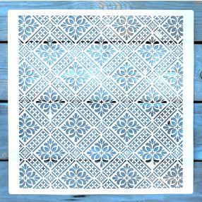 Barokk mintás DIY falsablon stencil, 30x30 cm-es 