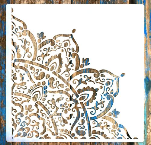  sarok Mandala mintás 20 rétegző sablon  stencil, 30x30 cm-es 
