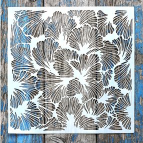   ginko levél   mintás 21 rétegző sablon  stencil, 30x30 cm-es 