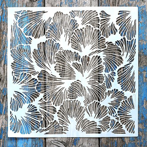 ginko levél   mintás 21 rétegző sablon  stencil, 30x30 cm-es 