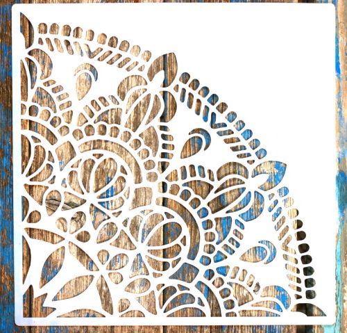  sarok Mandala mintás 221rétegző sablon  stencil, 30x30 cm-es 