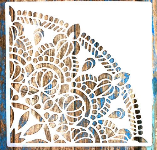 sarok  Mandala mintás rétegző sablon  30x30 cm-es műanyag festő stencil 
