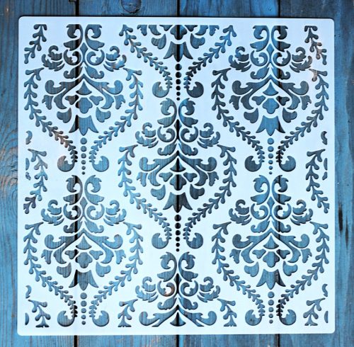 Barokk mintás műanyag fal  sablon, 30x30 cm-es DIY festő stencil 