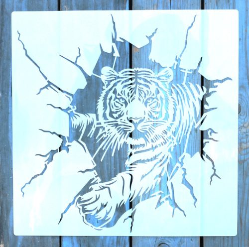  Tigris mintás rétegző sablon  stencil, 30x30 cm-es 