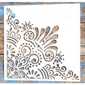    sarok Mandala  mintás festő sablon DIY műanyag stencil,  30x30 cm-es 