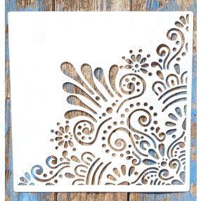    sarok Mandala  mintás festő sablon DIY műanyag stencil,  30x30 cm-es 