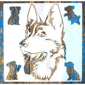   farkas  kutya mintás festő sablon 30x30 cm-es műanyag DIY stencil