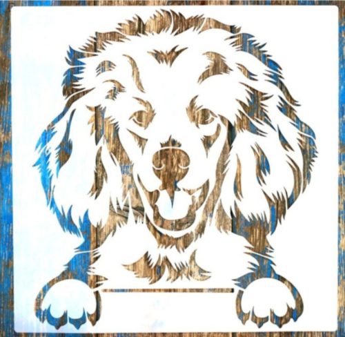  kutya mintás festő sablon 30x30 cm-es  műanyag  DIY stencil